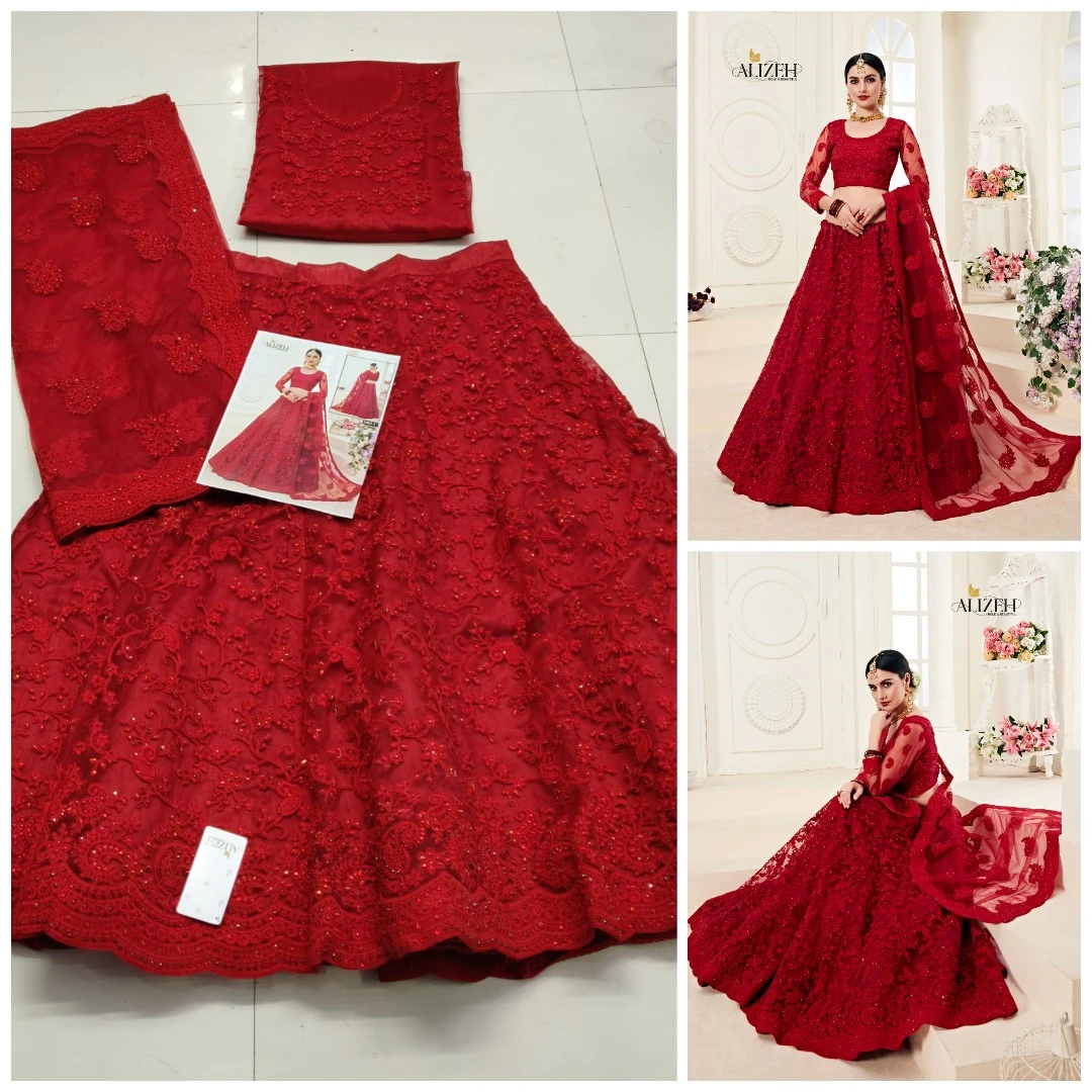Alizeh Bridal Heritage 1001 Hit Design Colours Butterfly Net Wholesale Lehenga Catalog — Wholesale Lehenga, Alizeh wholesale from Surat — view 9
